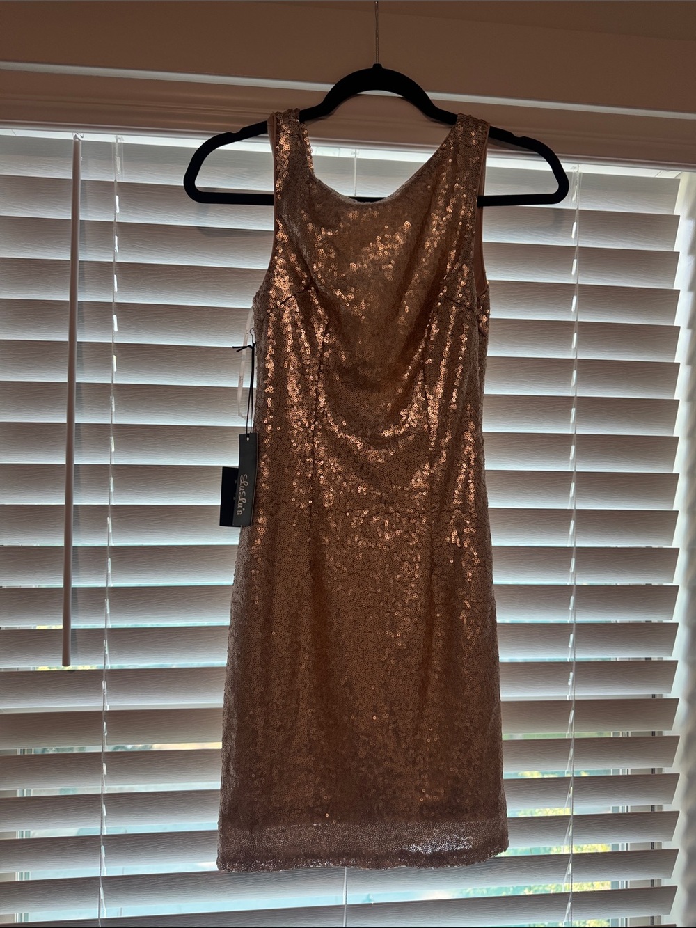 Lulu's Rose Gold Sequin Sheath Dress